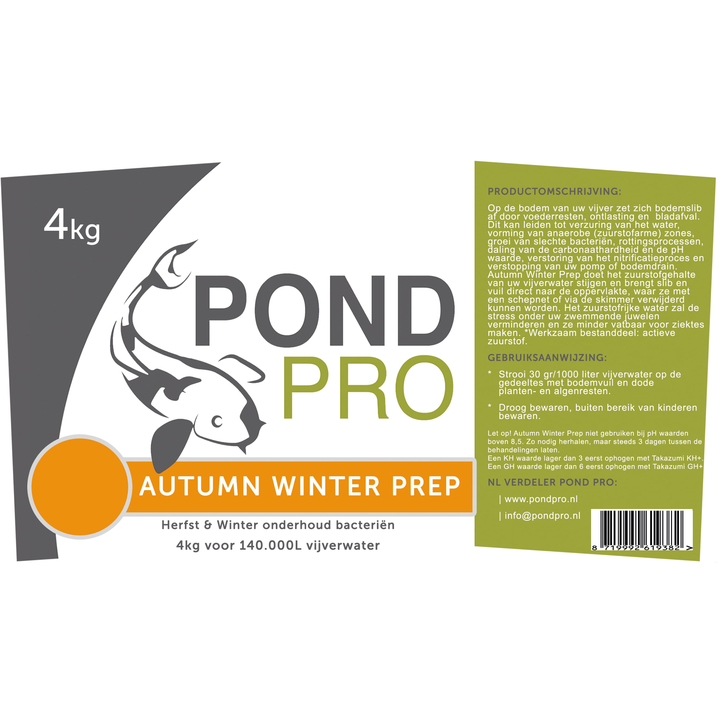 Pond Pro 4KG Autumn Winter Prep - Bacteriële Behandeling voor Een Heldere Vijver in het Voorjaar afbeelding