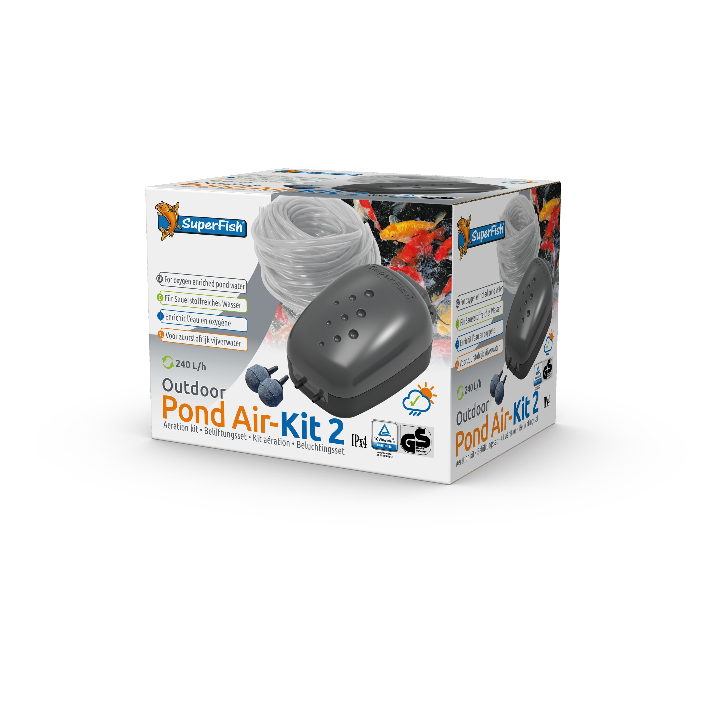 Superfish Pond Air Kit 2 Luchtpompset - 240 L/h, 15m Slang, 2 Luchtstenen, Energiezuinig afbeelding