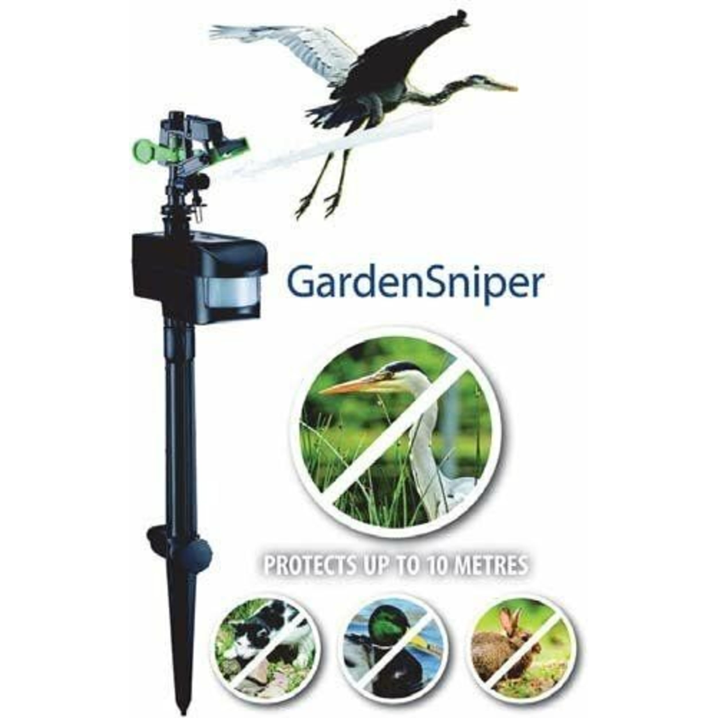 Sure, here is your translated text: **AquaForte Garden Sniper - Motion Sensor Animal Repellent for Garden Pond with 10m Range** afbeelding