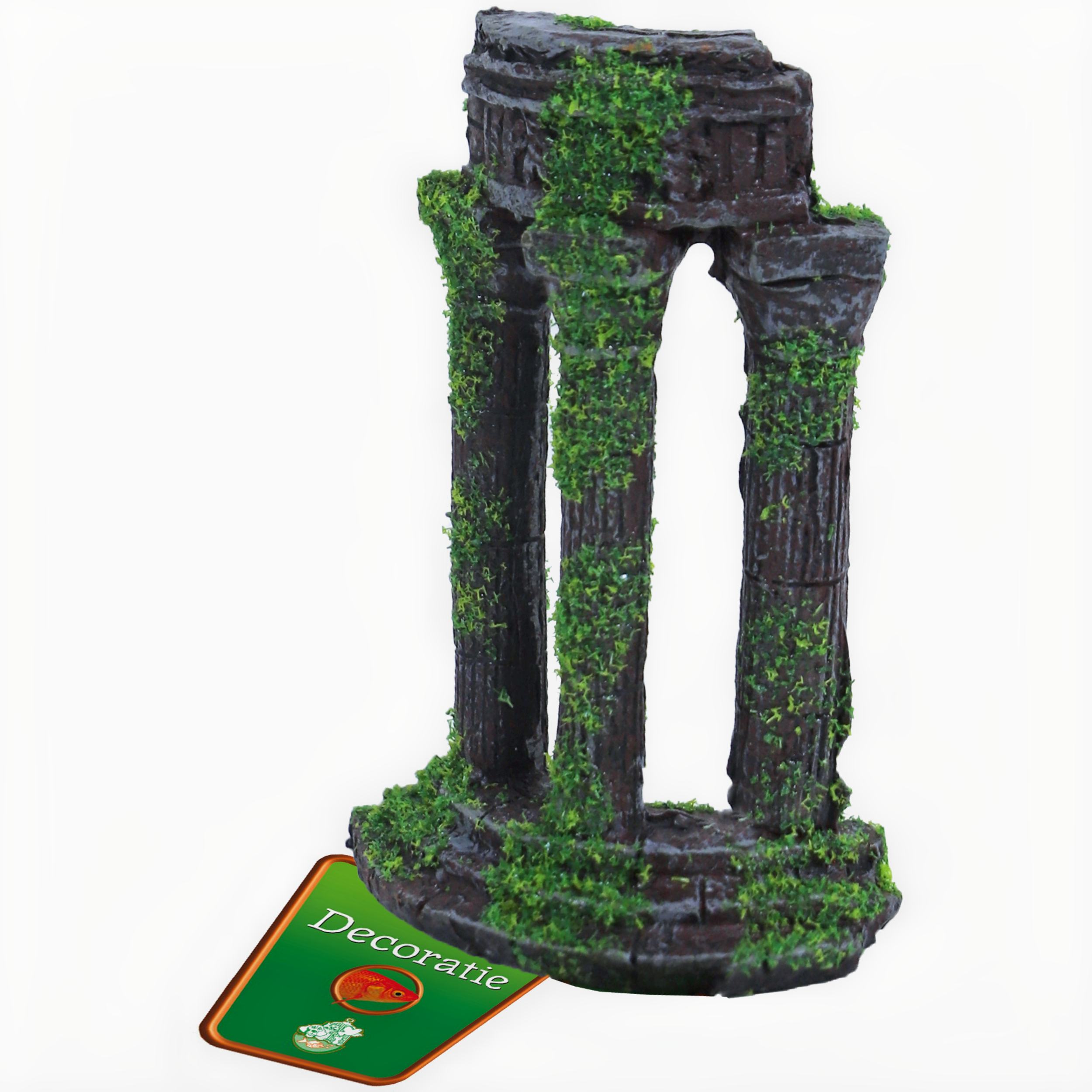 Ornament Ruine Halfrond 3x Zuil+Mos 10cm