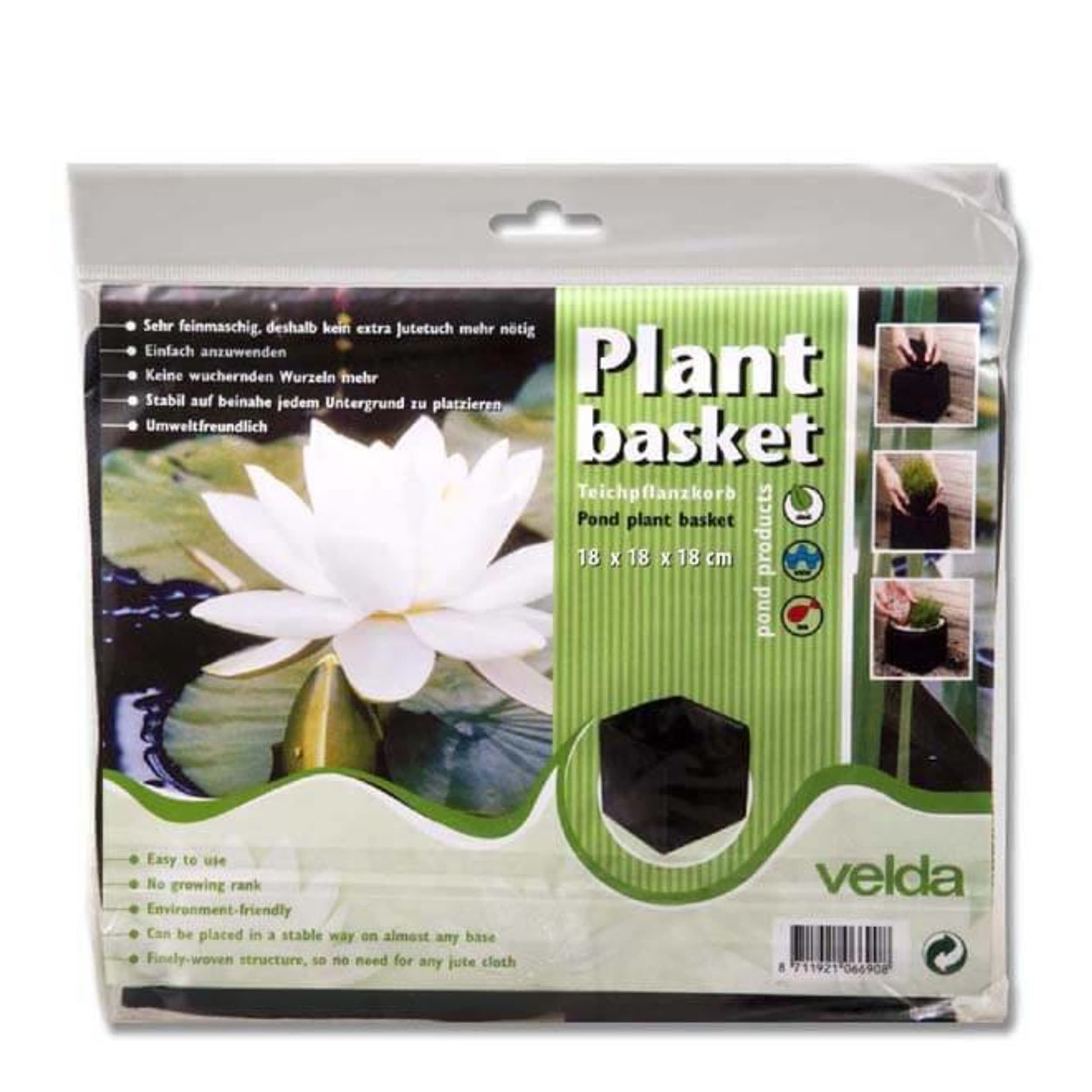 Velda Flexibel Vierkant Plantenmandje 18x18 cm - Fijnmazig, Duurzaam voor Gezonde Vijverflora afbeelding