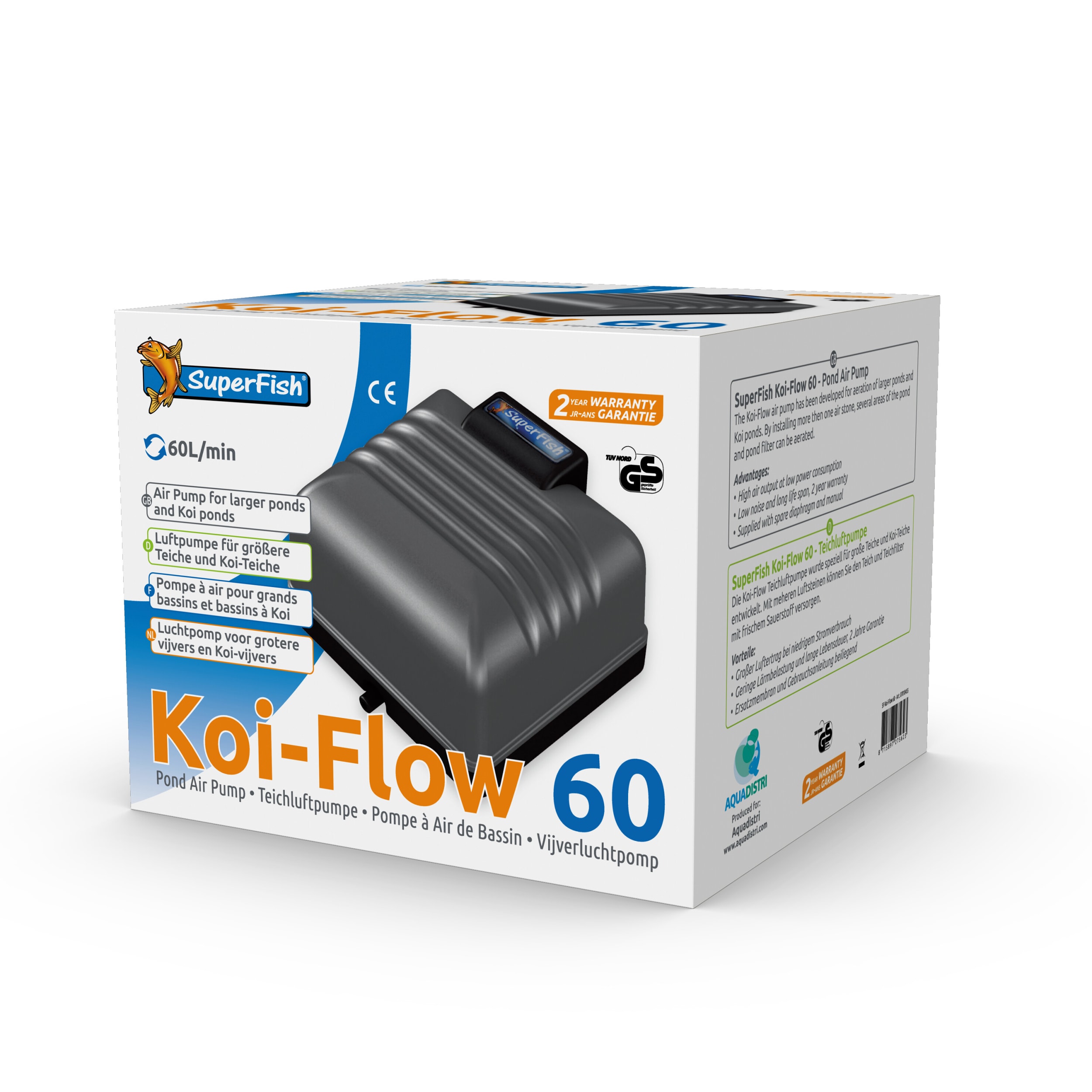 Superfish Koi Flow 60 Luchtpomp - 3600 L/h, Laag Geluidsniveau & Energiezuinig voor Vijvers afbeelding