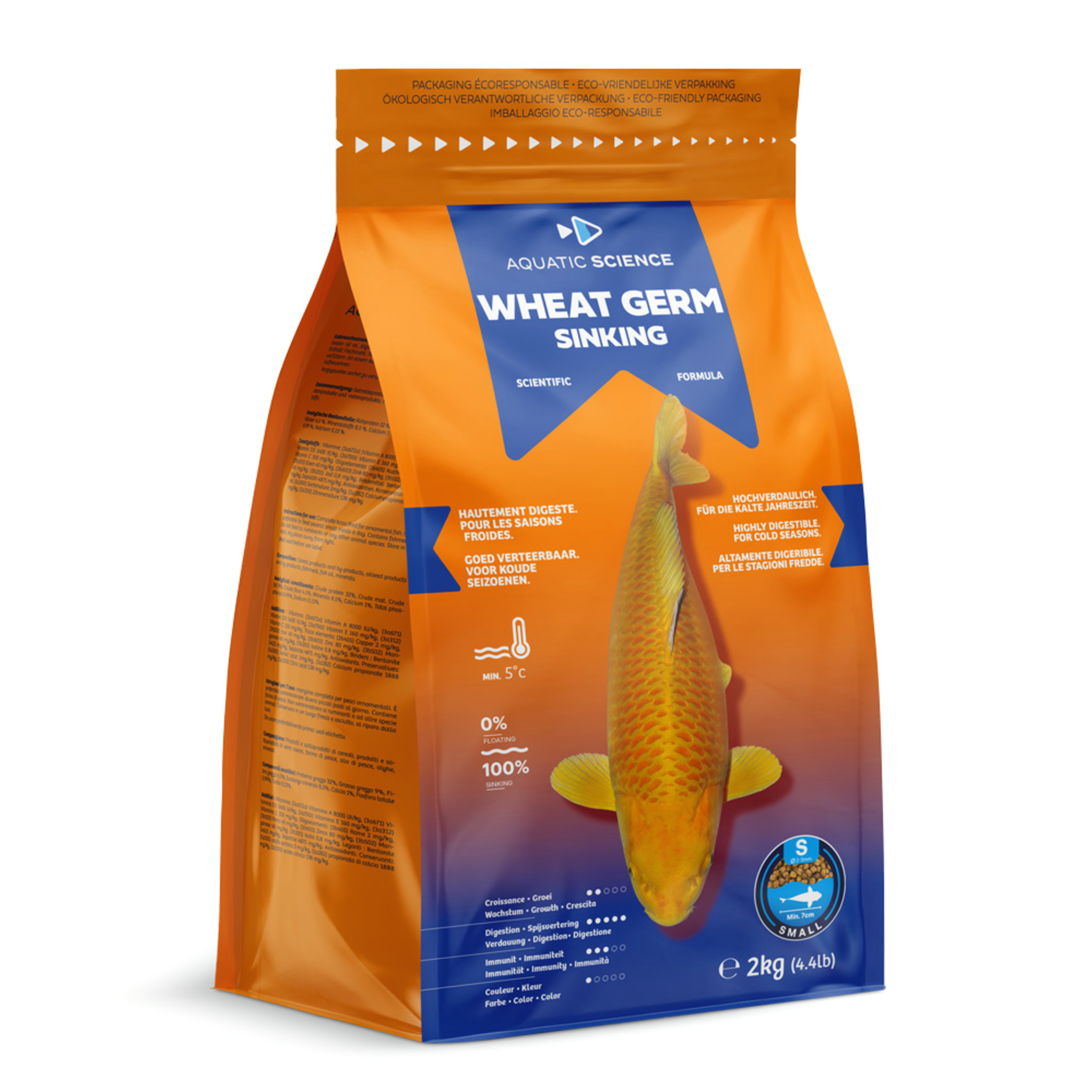 Aquatic Science Wheat Germ Sinking Large 2kg - Voer voor Gezonde & Levendige Koi Kleuren