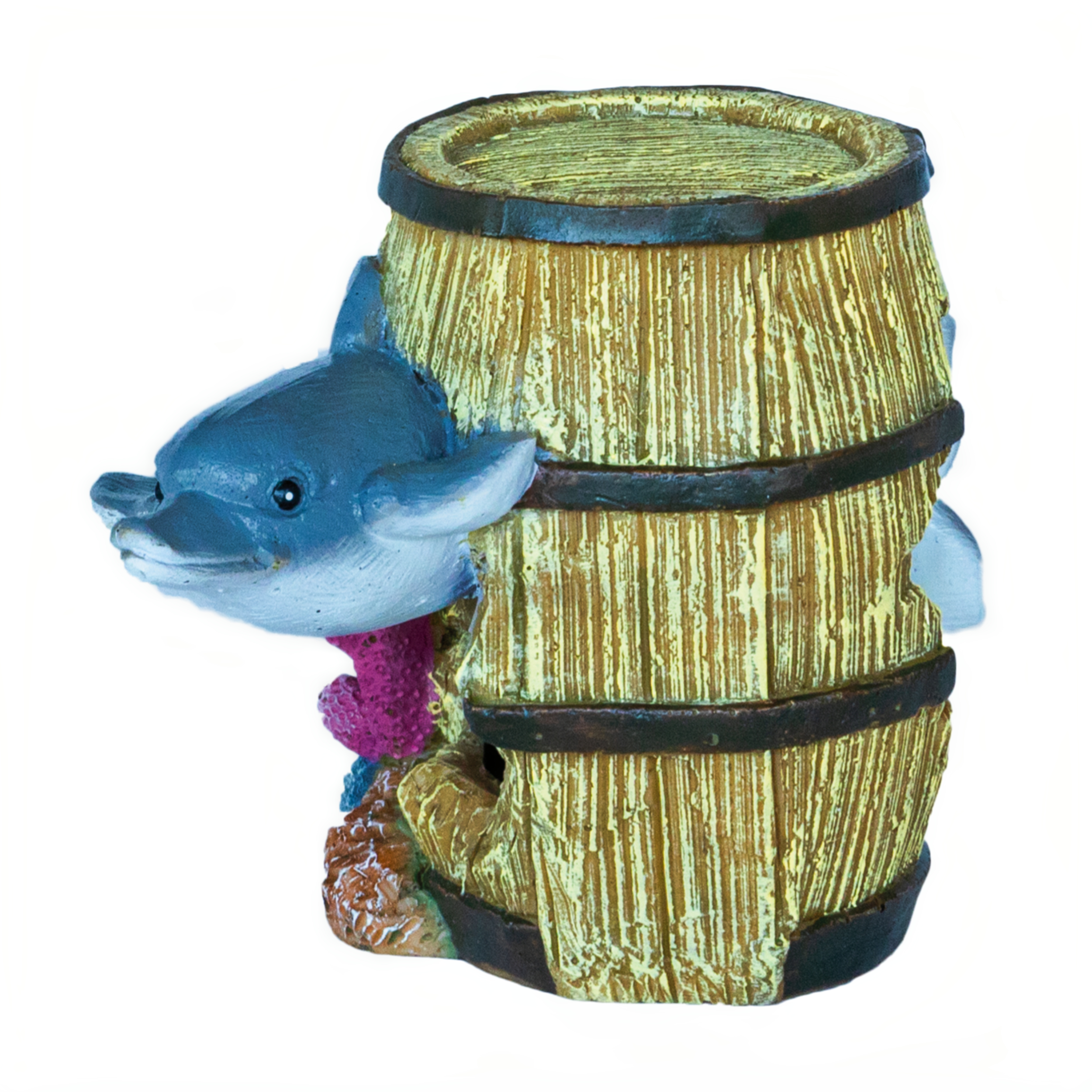 Superfish Deco Barrel Dolfijn - Handgeschilderd, Veilig en Milieuvriendelijk Aquariumornament afbeelding