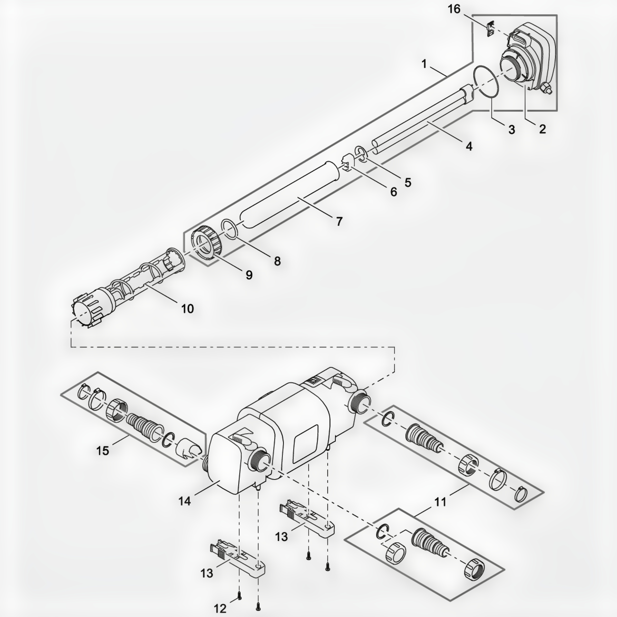 Kwartsbuis D44 x 504,5 met rand CAD-diagram, Diagram