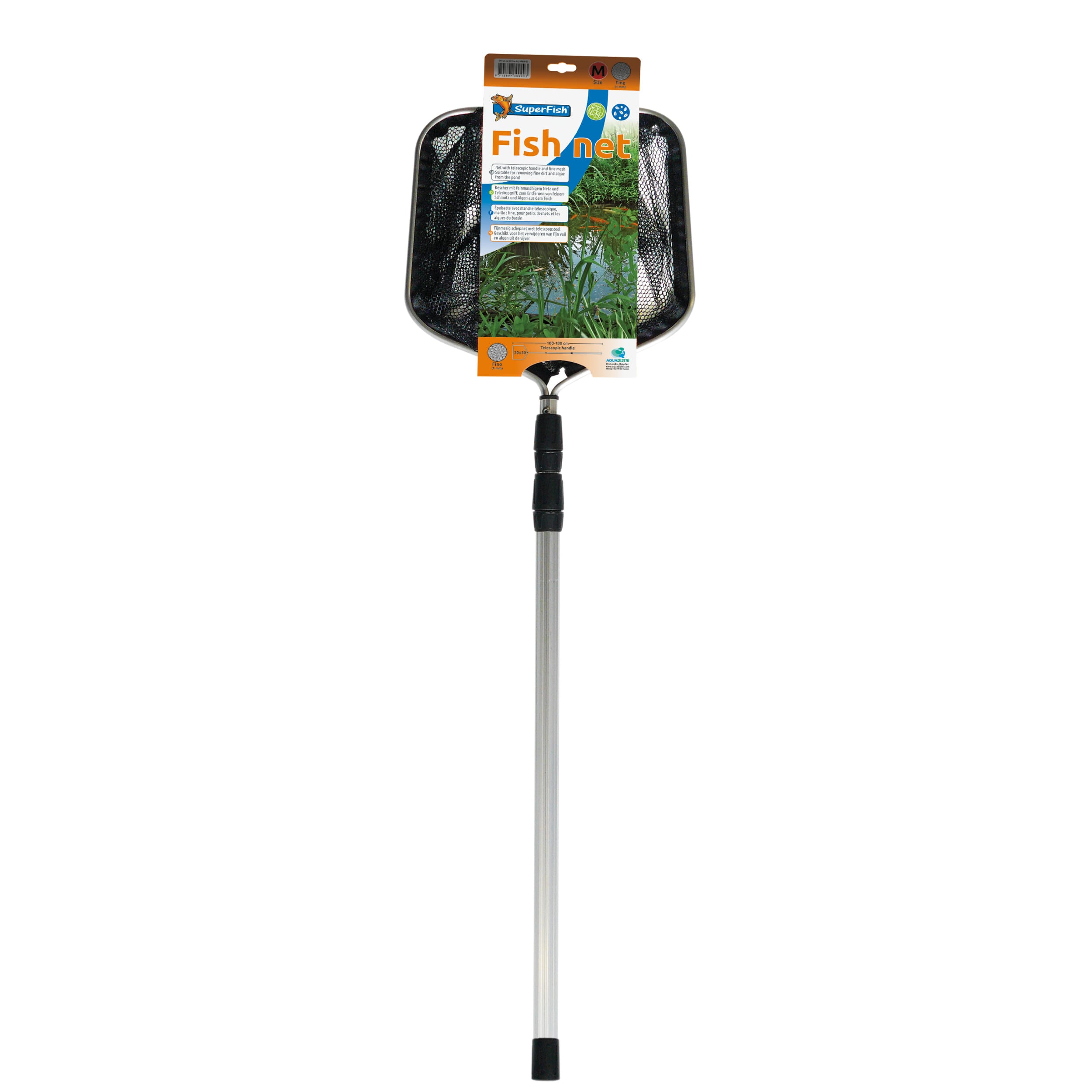 Superfish Vijvernet Medium met Duurzame Telescoopsteel 100-180cm - Zwart, Fijnmazig afbeelding