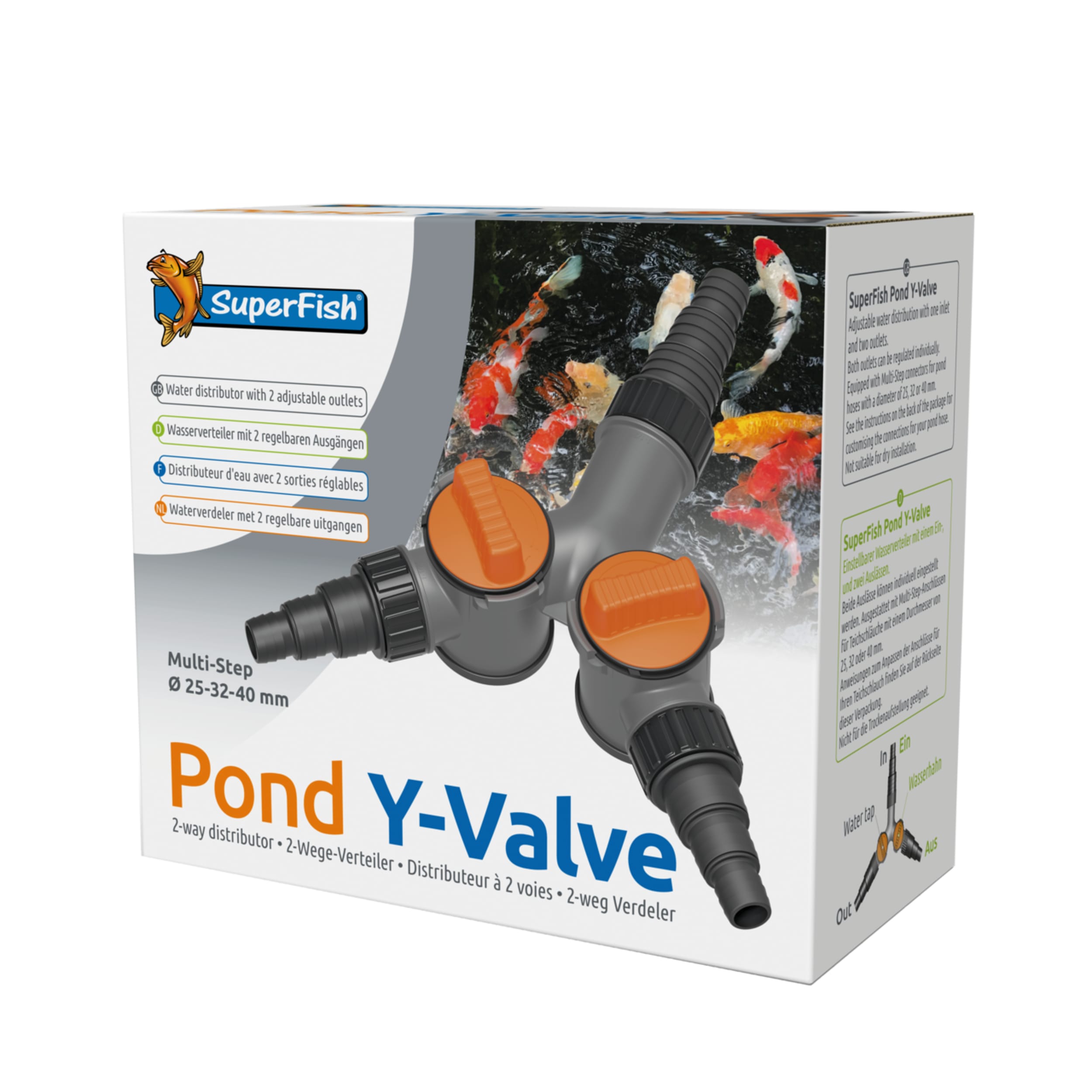 Superfish Vijver Y Kraan - Regelbare Waterverdeler 25/32/40 mm voor Precieze Waterstroom Controle afbeelding