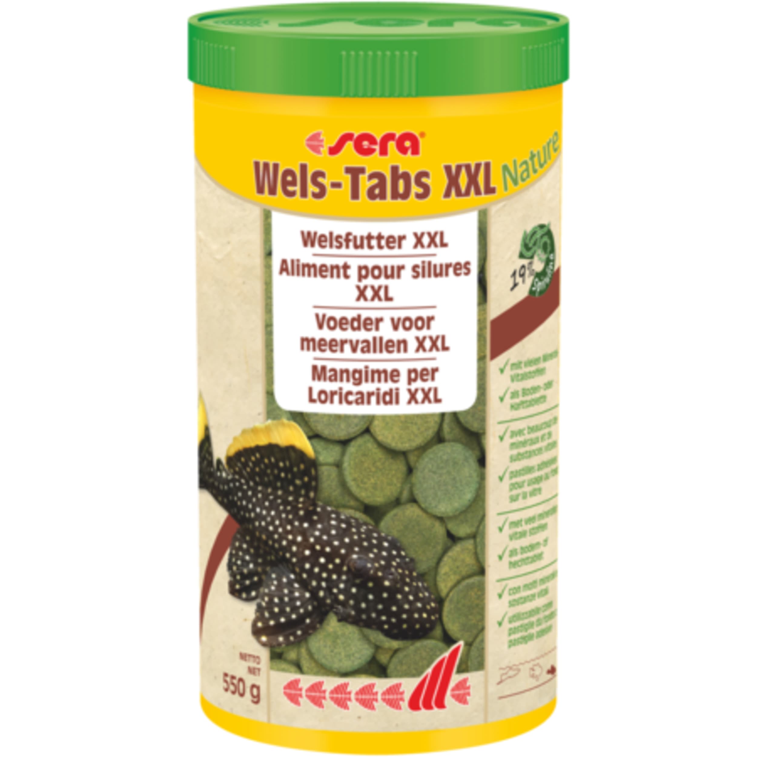 Sera Wels-Tabs XXL Nature 550g - Natuurvoer voor Plecos & Bodemvissen met Spirulina afbeelding