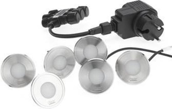Oase LunAqua Terra LED Set 6 - RVS Tuinspot 6x, IP68 Waterdicht, 3000K - Duurzame Buitenverlichting afbeelding