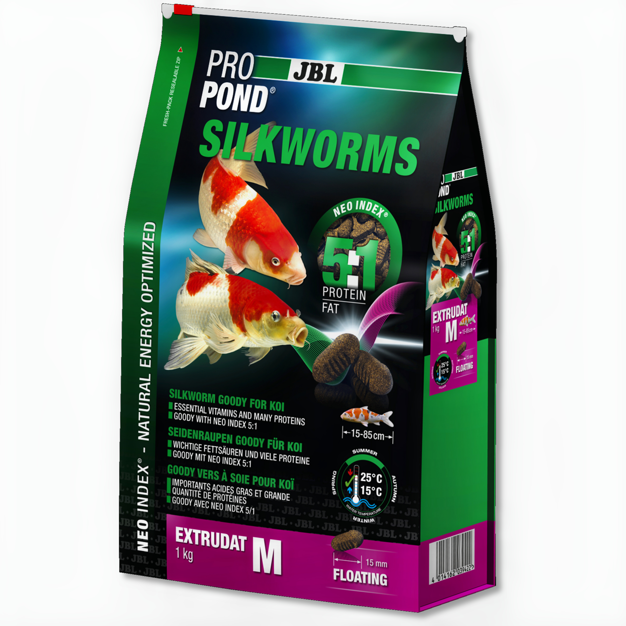 JBL Propond Silkworms M Premium Vijvervoer 1kg - Proteïnerijk Drijvend Voedsel voor Vijvervissen afbeelding