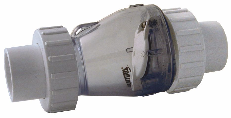 Valterra Transparante Terugslagklep 50mm met Veer - Duurzaam PVC, Geschikt voor Horizontaal/Verticaal afbeelding