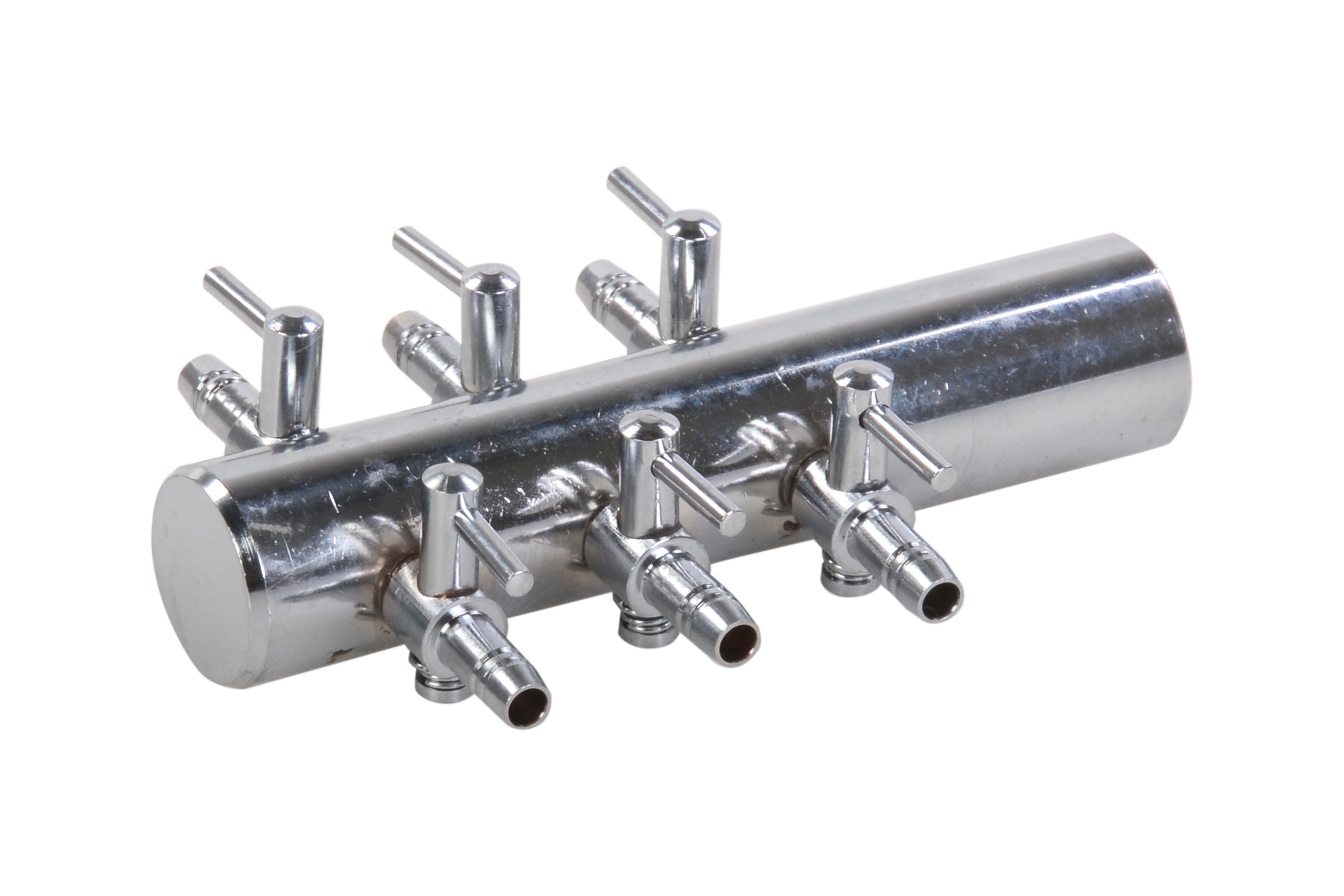 Europond Messing Luchtverdeler, 6 verstelbare uitgangen, Compatibel met 4mm - Eenvoudige Installatie afbeelding