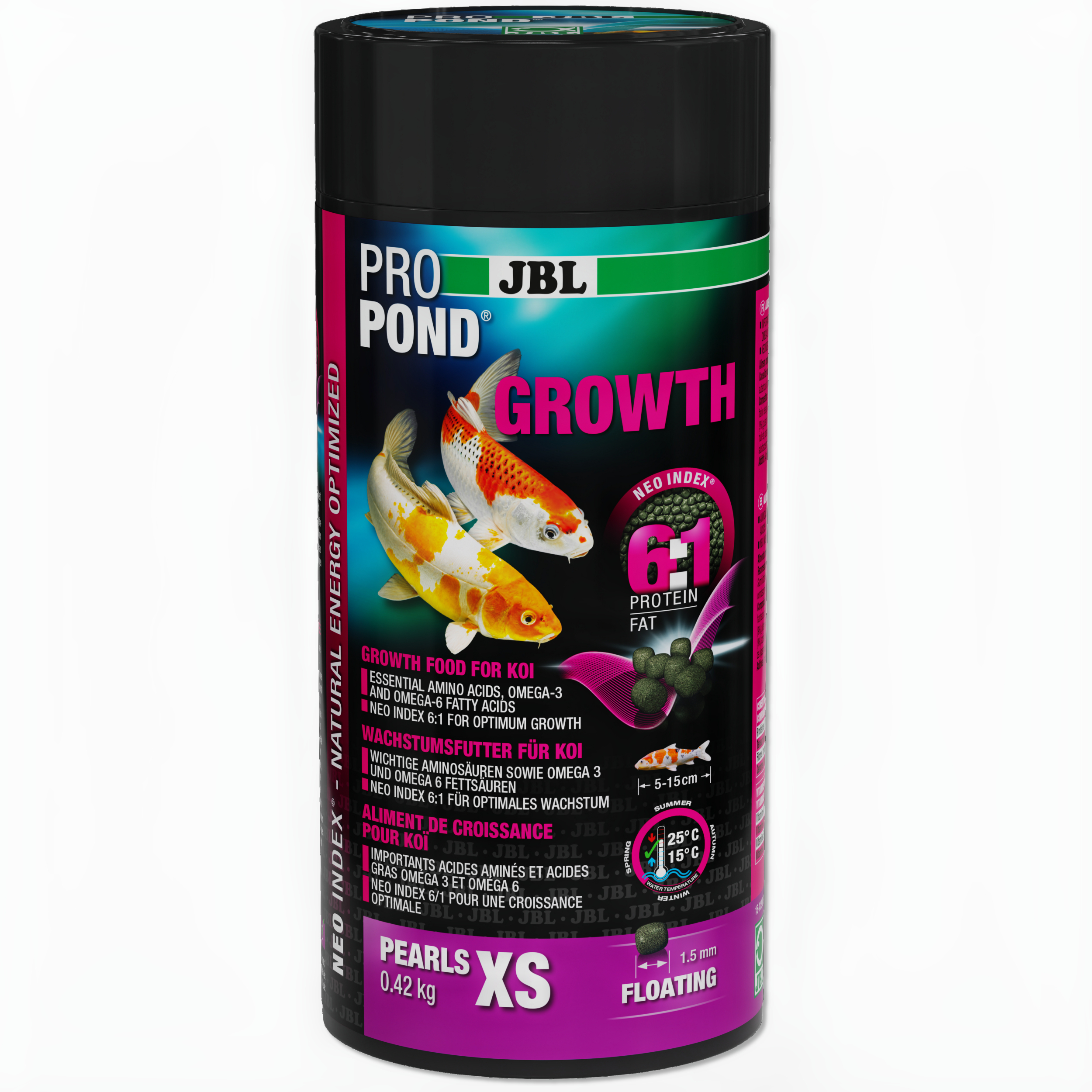 JBL Propond Growth XS - 0,42kg Vijvervoer voor Jonge Vissen 5-15 cm, Omega-3 Rijke Kleine Parels