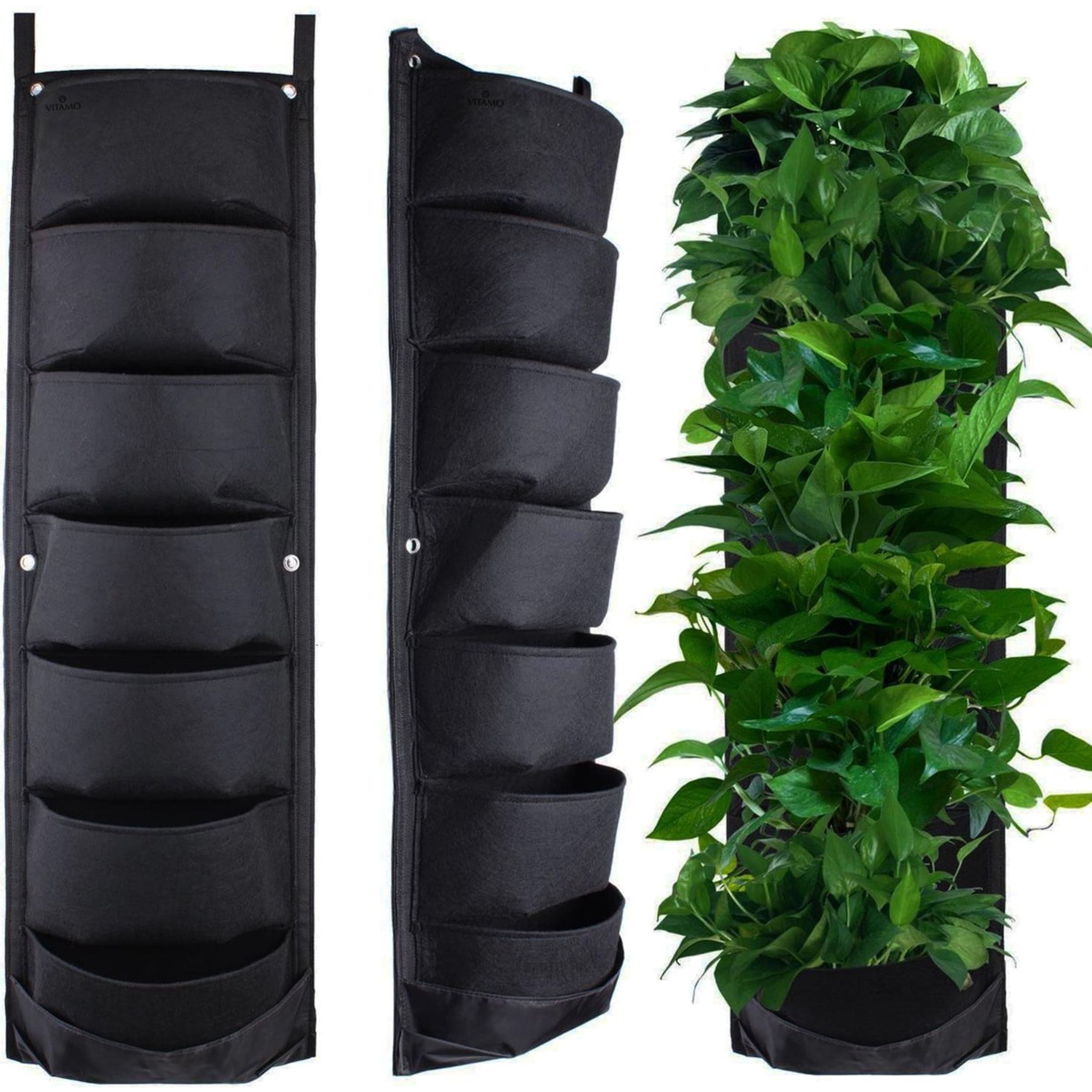 Brandless Hanging Planter Bag with 7 Pockets - Waterproof Felt, Space-Saving, Indoor/Outdoor Use afbeelding