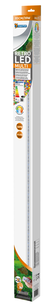 Superfish Retro Led Multi T5 85cm - 39W Energiezuinige Aquariumverlichting, Waterdicht afbeelding