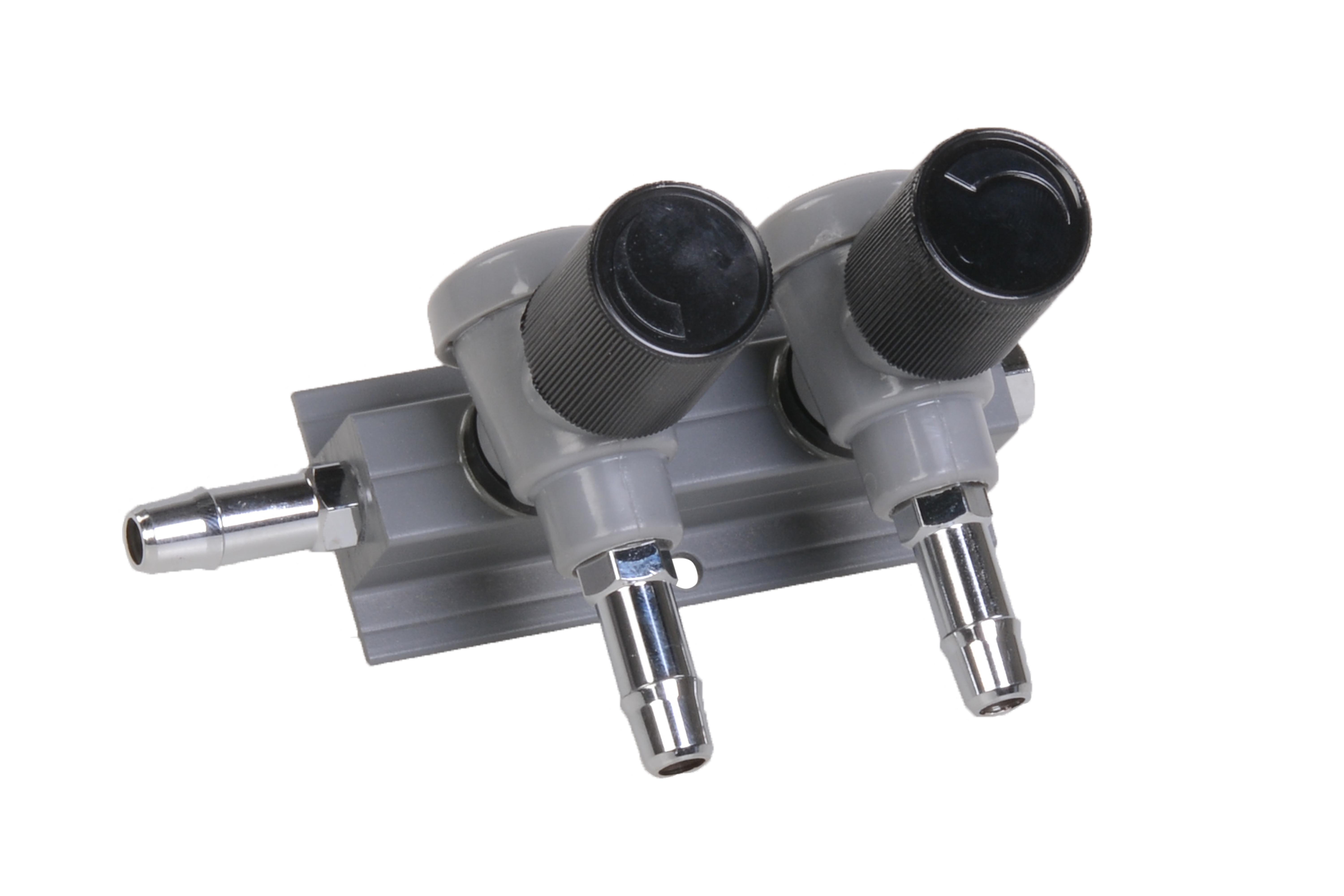 luchtverdeler 9mm 2 uitgangen met kraan