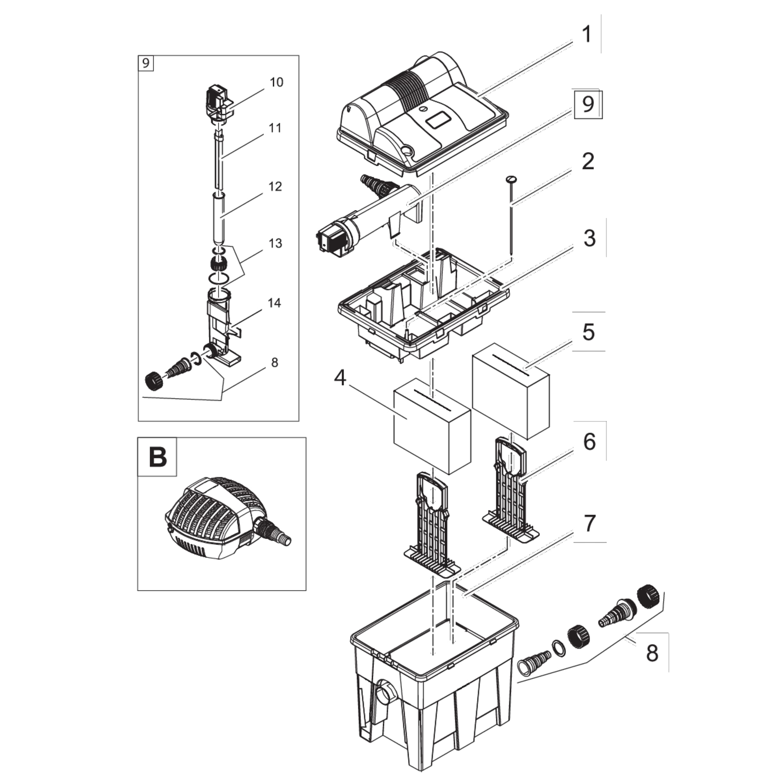 Vervangspons blauw BioSmart CAD-diagram, Diagram