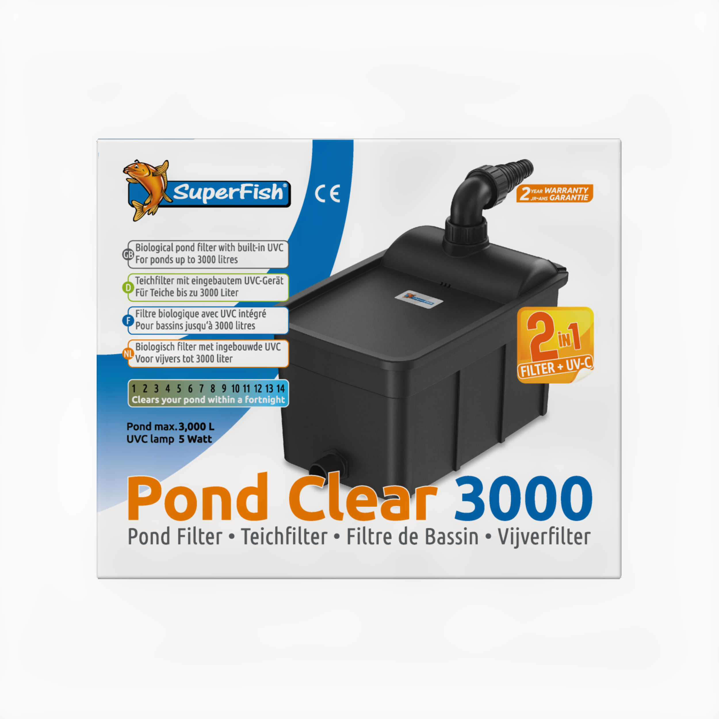 Superfish PondClear 3000 Uvc-5w Biofilter - UVC Vijverfilter tot 3000L, Kristalhelder Water afbeelding