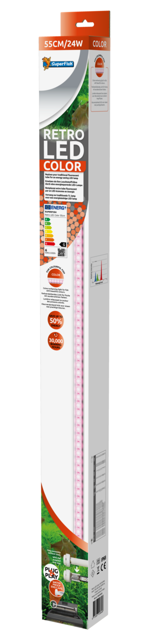 Superfish Retro Led Color T5 55cm - 24W Energiezuinige LED Aquariumverlichting afbeelding