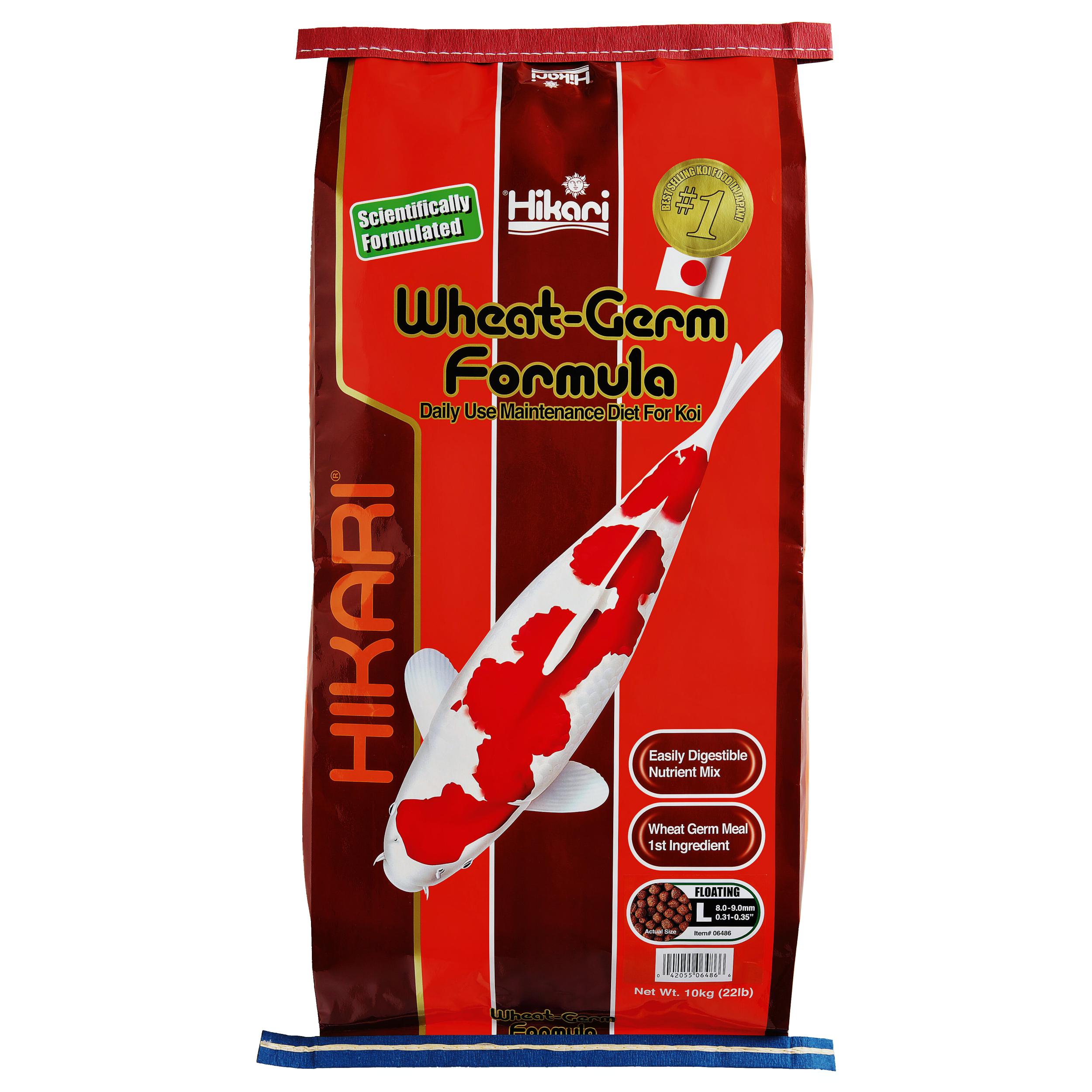 Hikari Wheat-Germ Large 10kg - Vijvervis & Koi Voeding, Rijk aan Vitaminen B & E - Jaarrond Gebruik