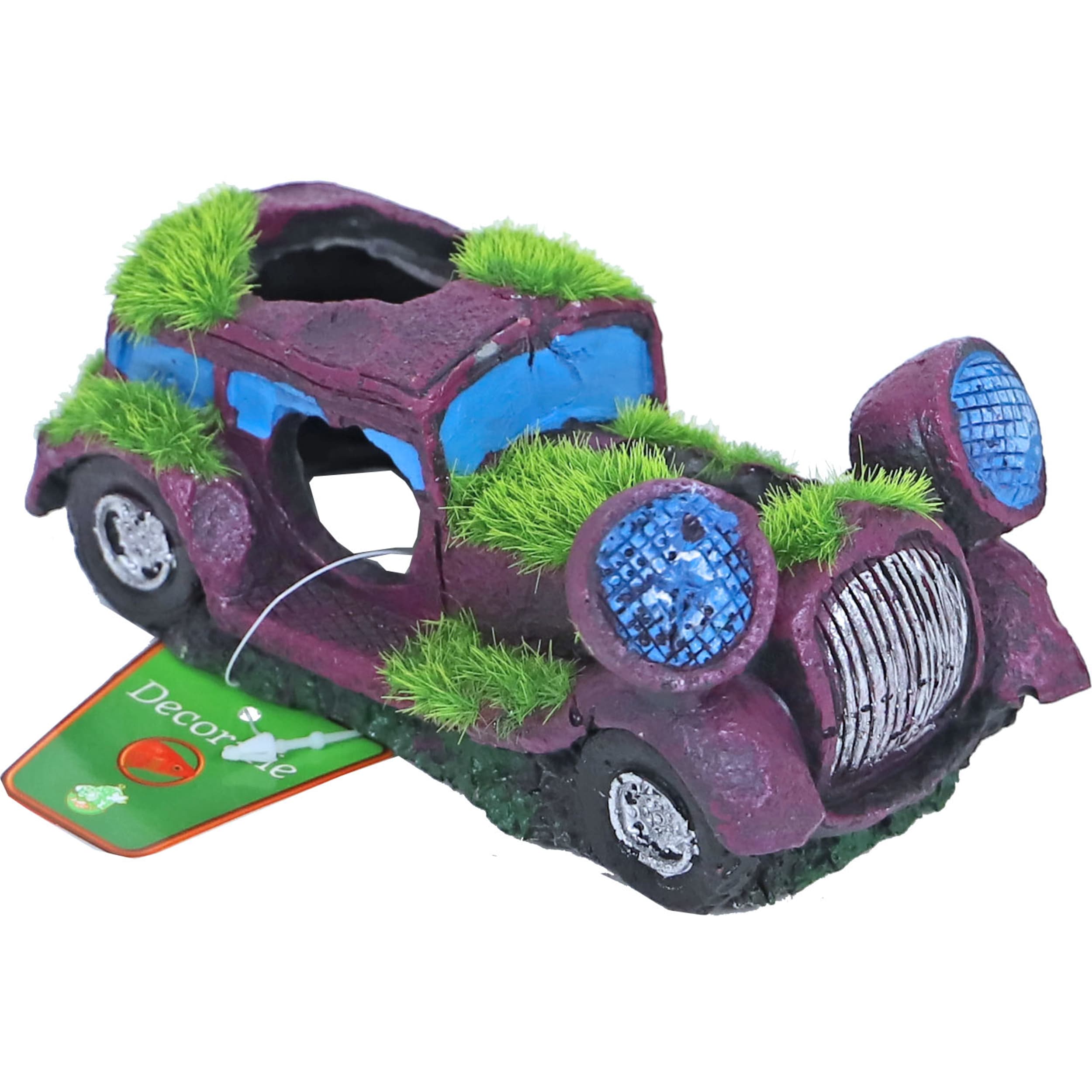 Ornament Auto Met Gaten+Mos 15.5x7.5cm