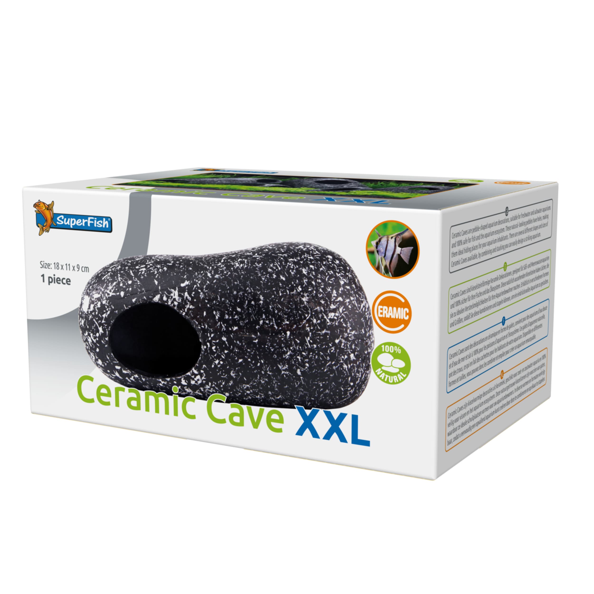 Superfish Ceramic Cave XXL - Ruime Keramische Schuilplaats voor Alle Aquariums, Natuurlijk Design afbeelding