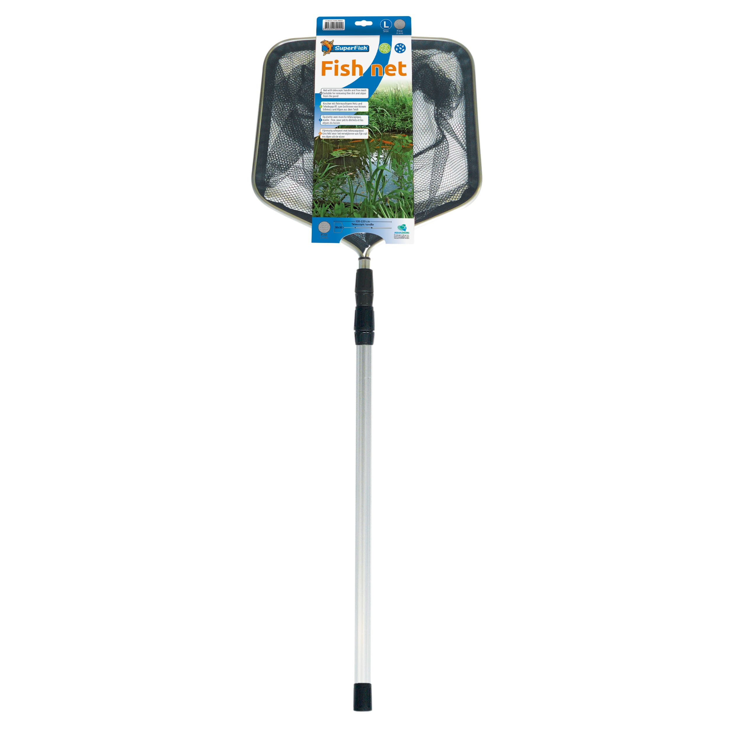 Superfish Vijvernet Large 38x35 cm - Uitschuifbaar 120-220 cm, Fijnmazig & Sterk Aluminium afbeelding