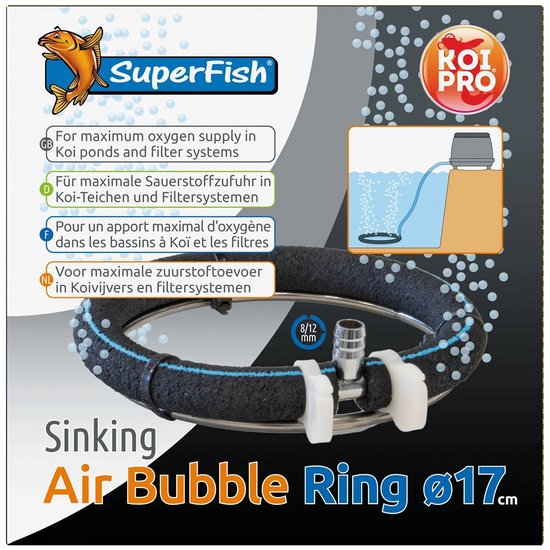 Koi Pro Sinking Air Bubble Ring 17cm - Zuurstofrijk RVS voor Superfish Luchtslang