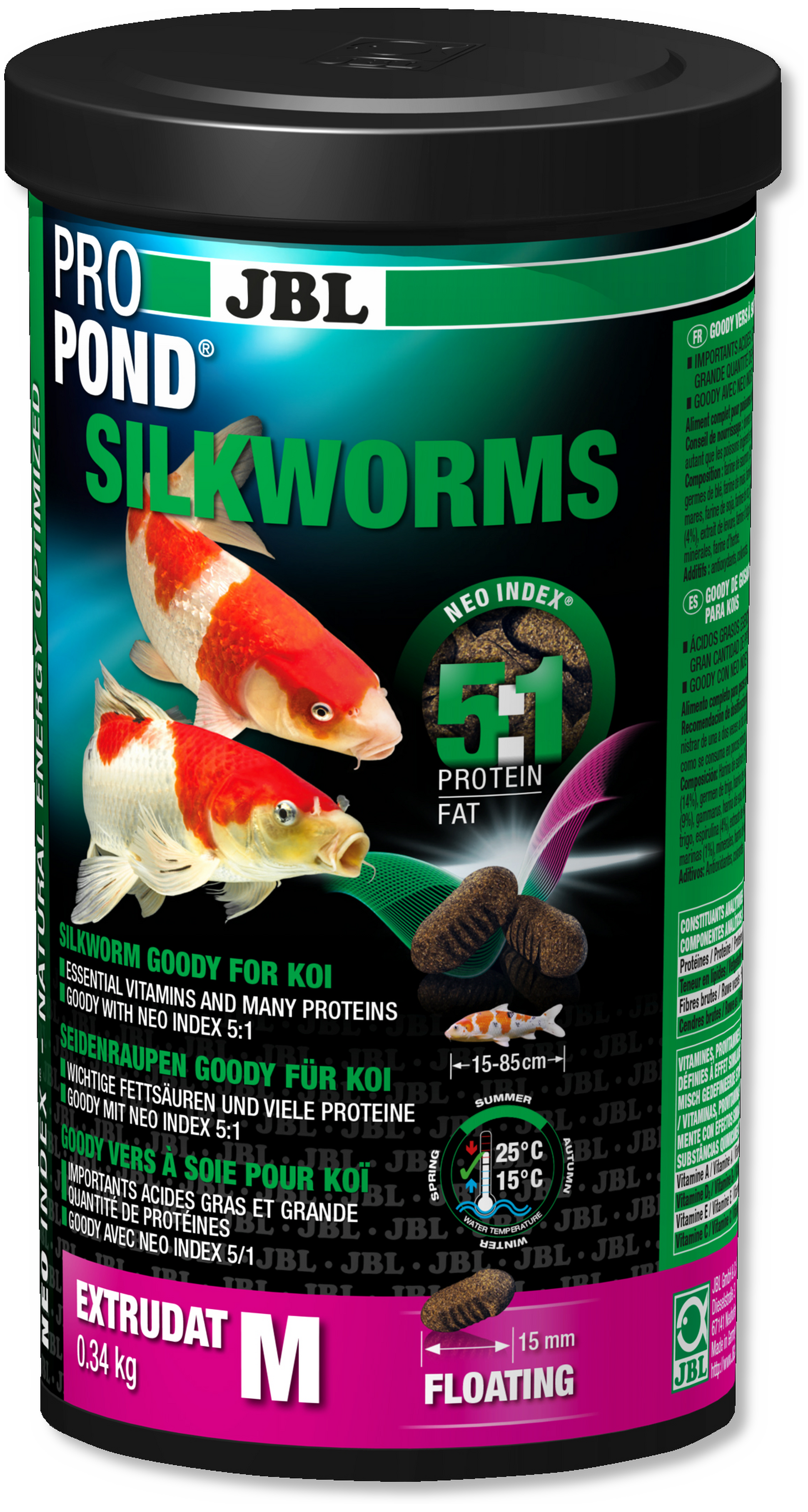 JBL Propond Silkworms M 0,34 kg - Complete Voeding voor Vijvervis 15-85 cm, Rijk aan Proteïnen afbeelding
