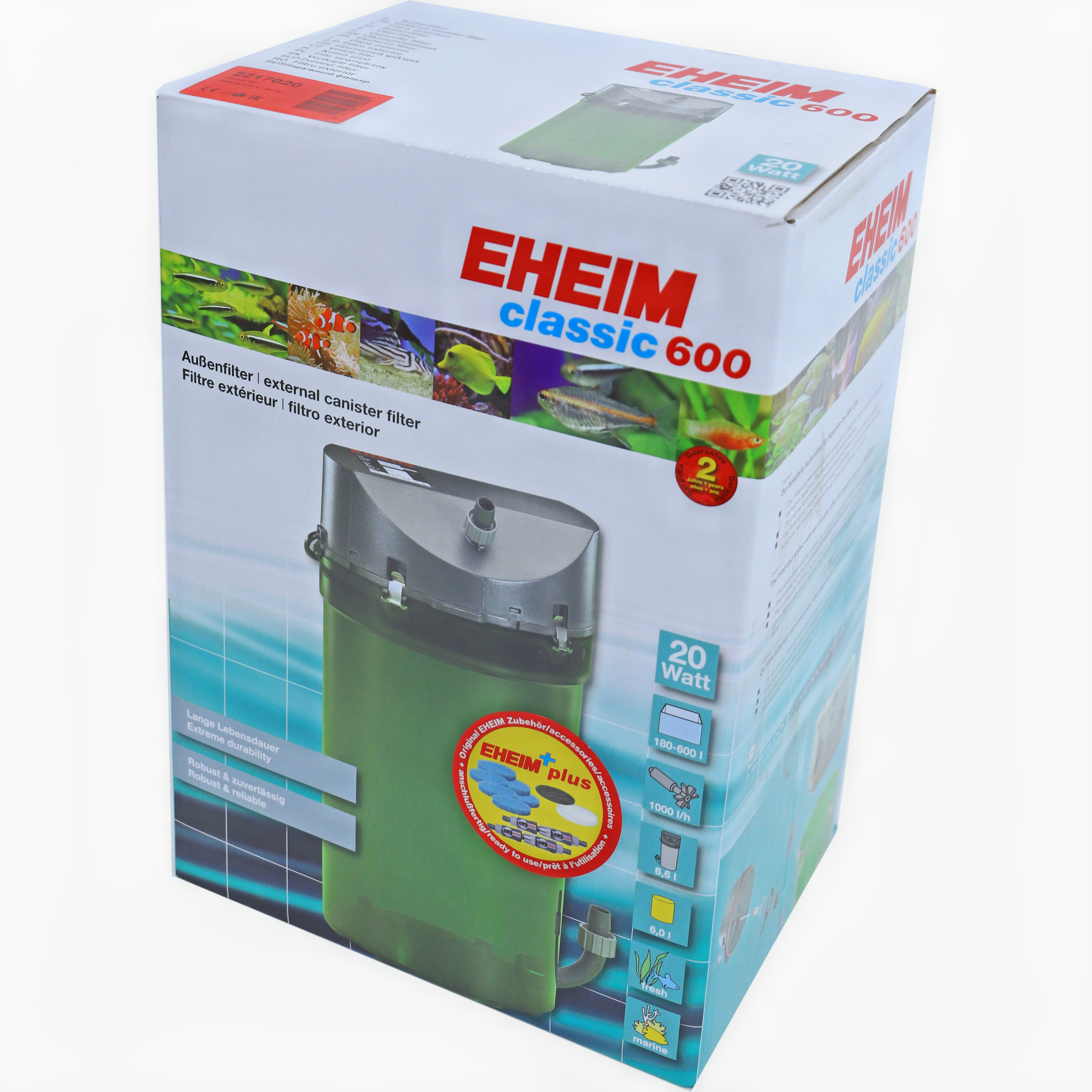 Eheim classic 600 buitenfilter met filtermassa