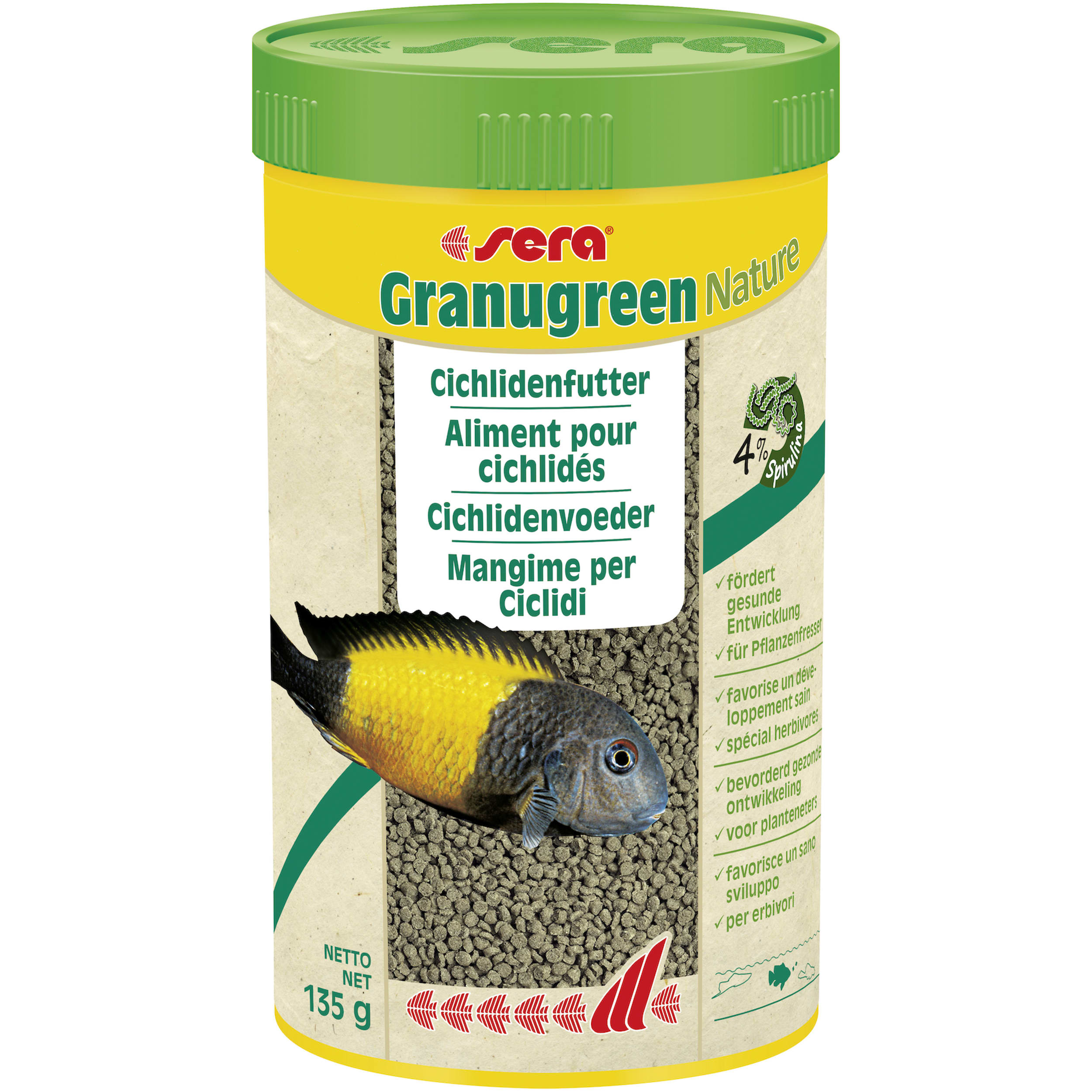 Sera Granugreen Nature 250ml - Cichliden Korrelvoer met Spirulina - Kleur en Gezondheid afbeelding