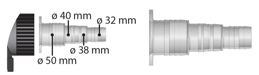 Europond Slangpilaar 3-traps 63mm - Geschikt voor Xclear/Aquaforte/Jumbo Tech/Blue Lagoon afbeelding
