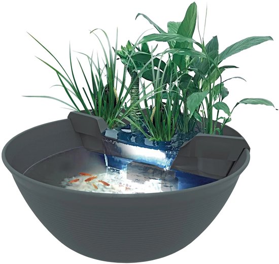 Superfish Mini Pond Grijs - Compacte Vijver 60x25cm met Pomp en Plantenfilter