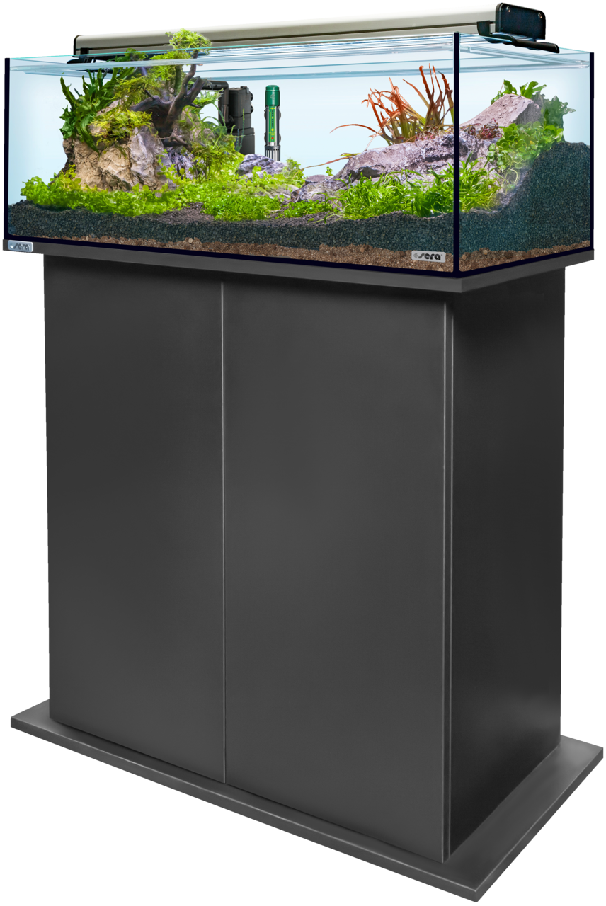 Sera AquaTank 96L Aquarium Set met Onderkast en LED-verlichting 80cm - Zwart afbeelding