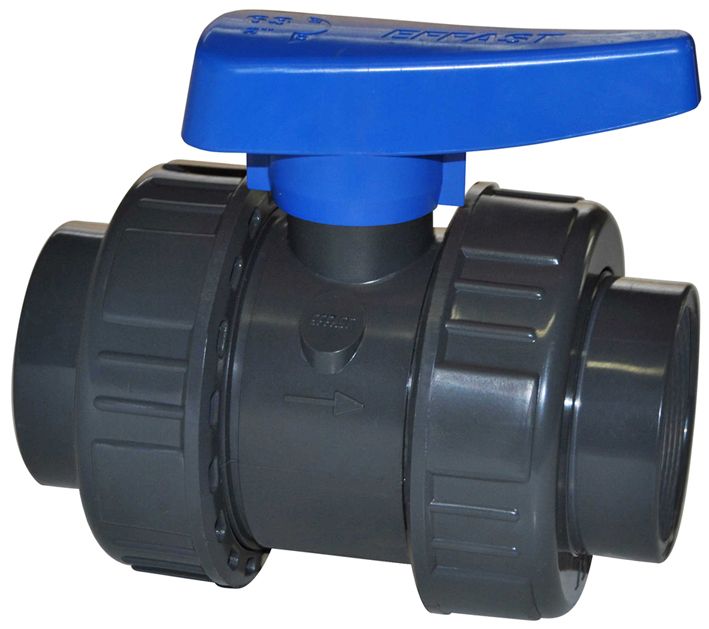 Kogelkraan PVC Binnendraad 1½" Dubbele Wartel