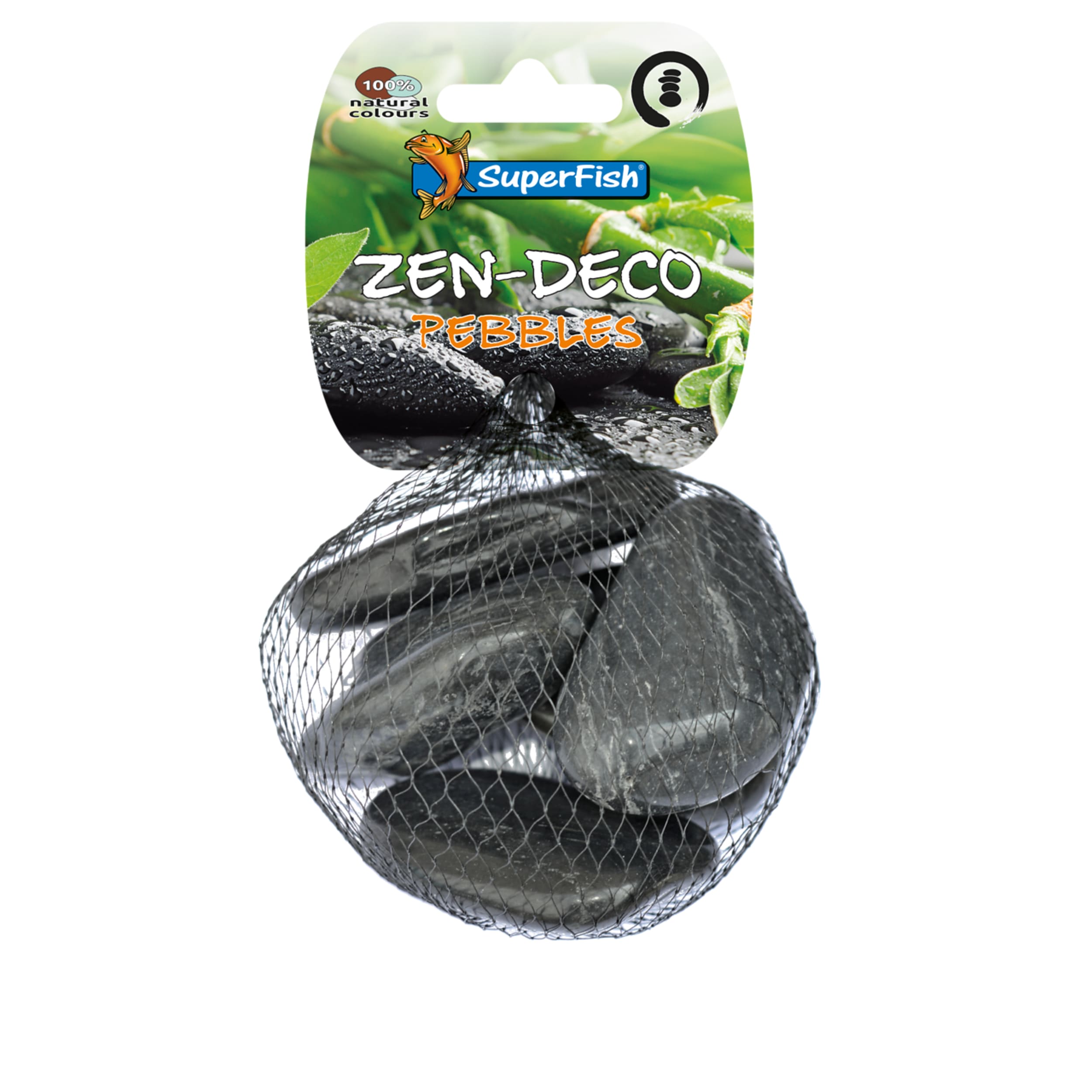 Superfish Zen Pebble Medium Zwart - 450g Vijverdecoratie voor Binnen en Buiten, Weerbestendig Design afbeelding