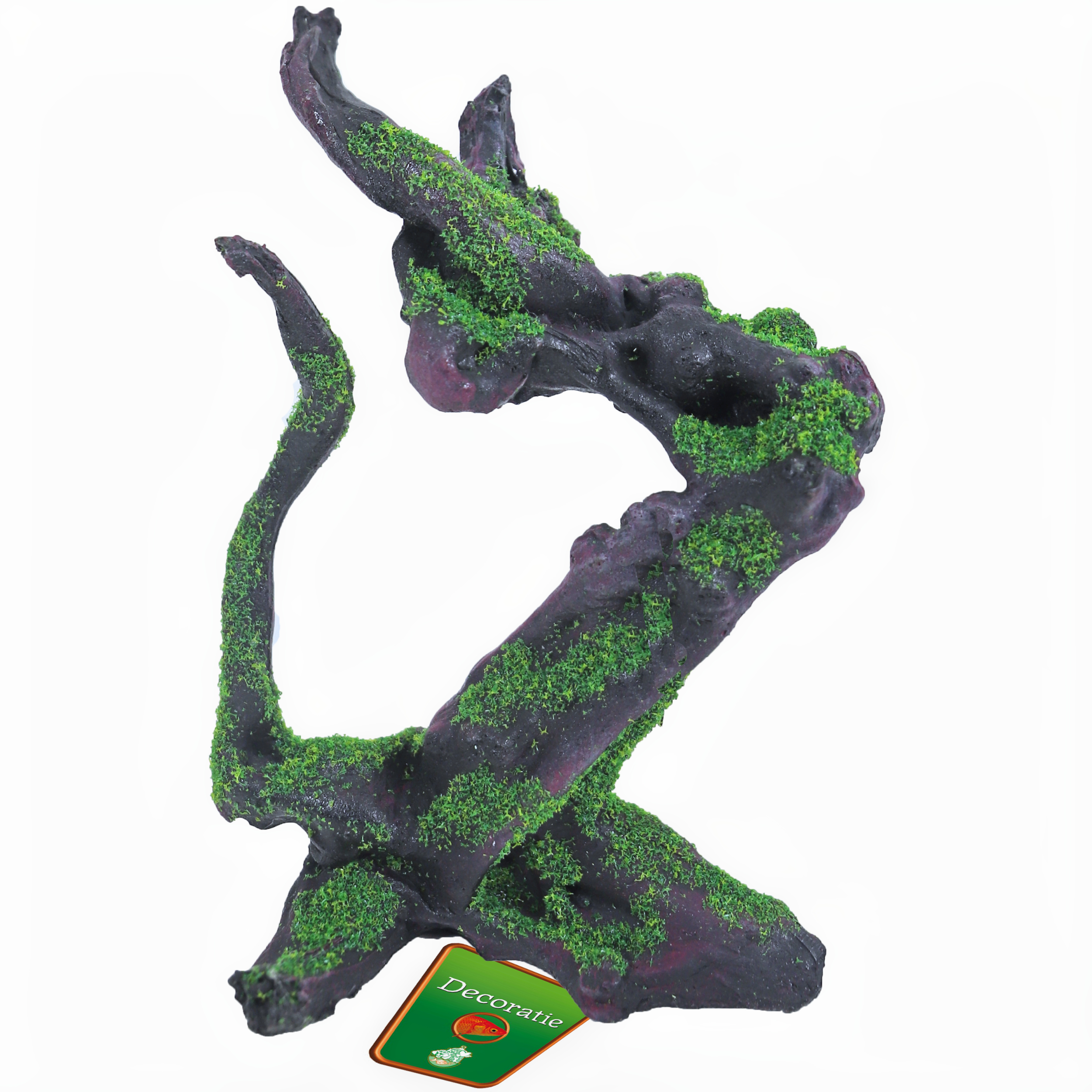 Boon Wortelhout met Mos - Bruin 23cm, Duurzaam Polyresin Aquarium Decor Ornament afbeelding