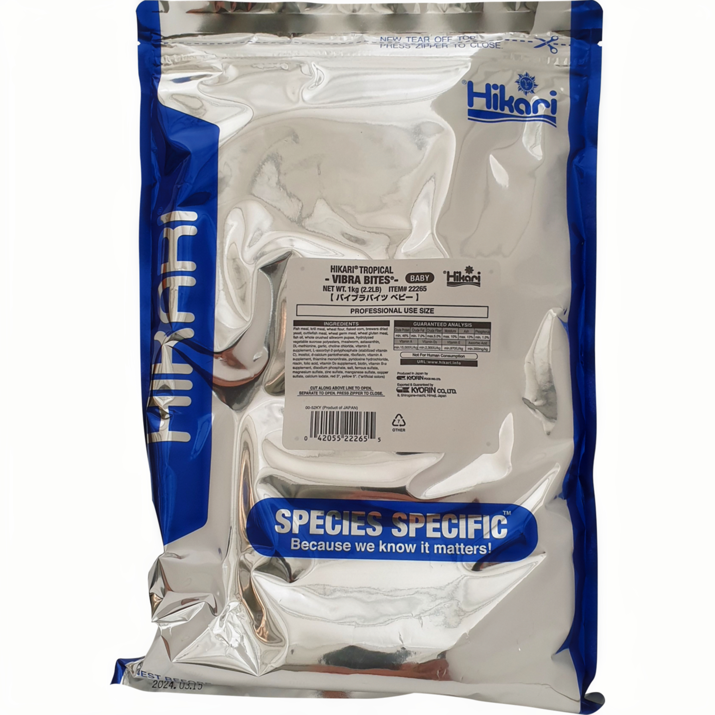 Hikari Tropical Vibra Baby 1 Kg - Voer voor Kleurrijke Babyvissen, Wetenschappelijk Samengesteld afbeelding