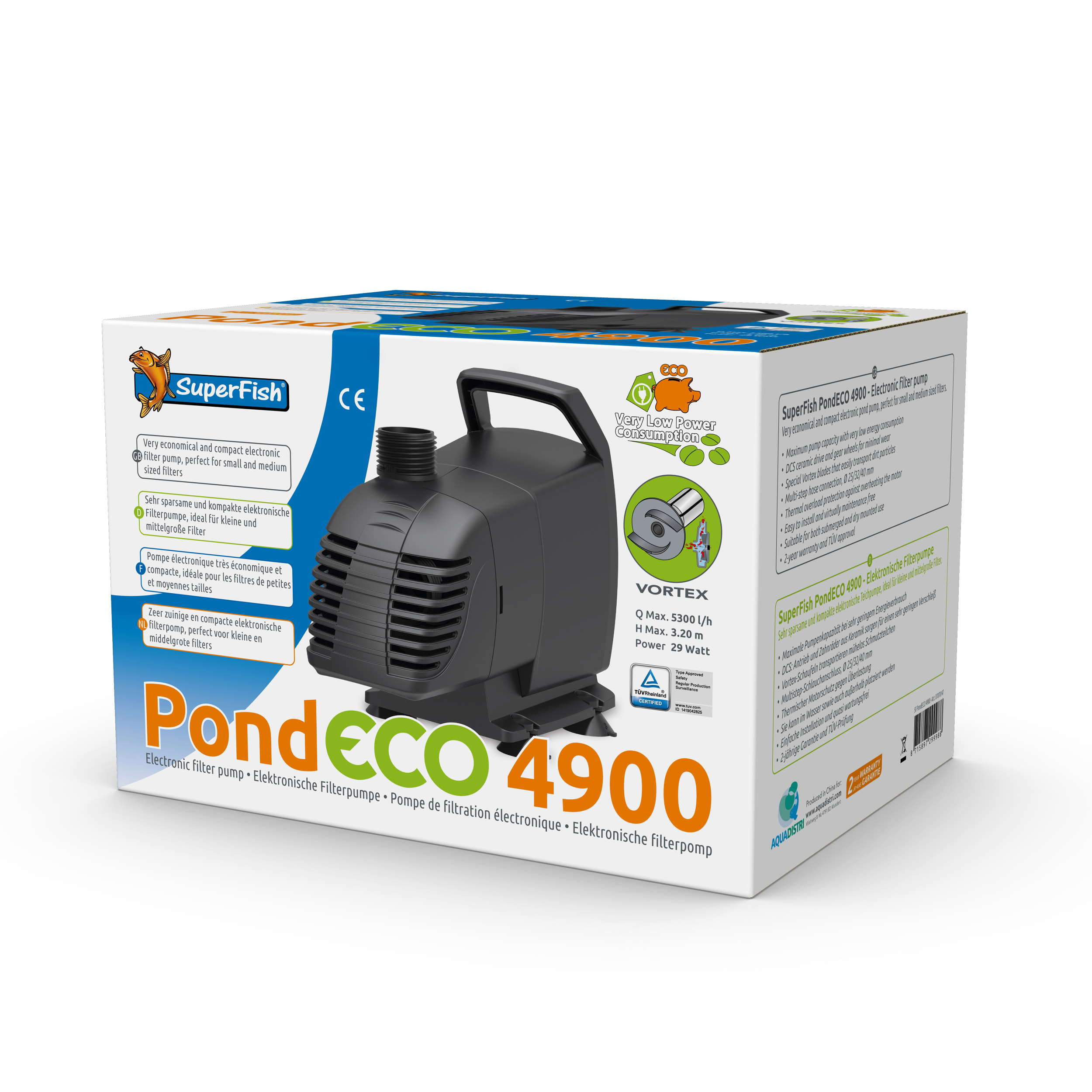 Superfish Pond Eco 4900-29w - Energiezuinige Vijverpomp 5300 L/u, 10m Kabel afbeelding