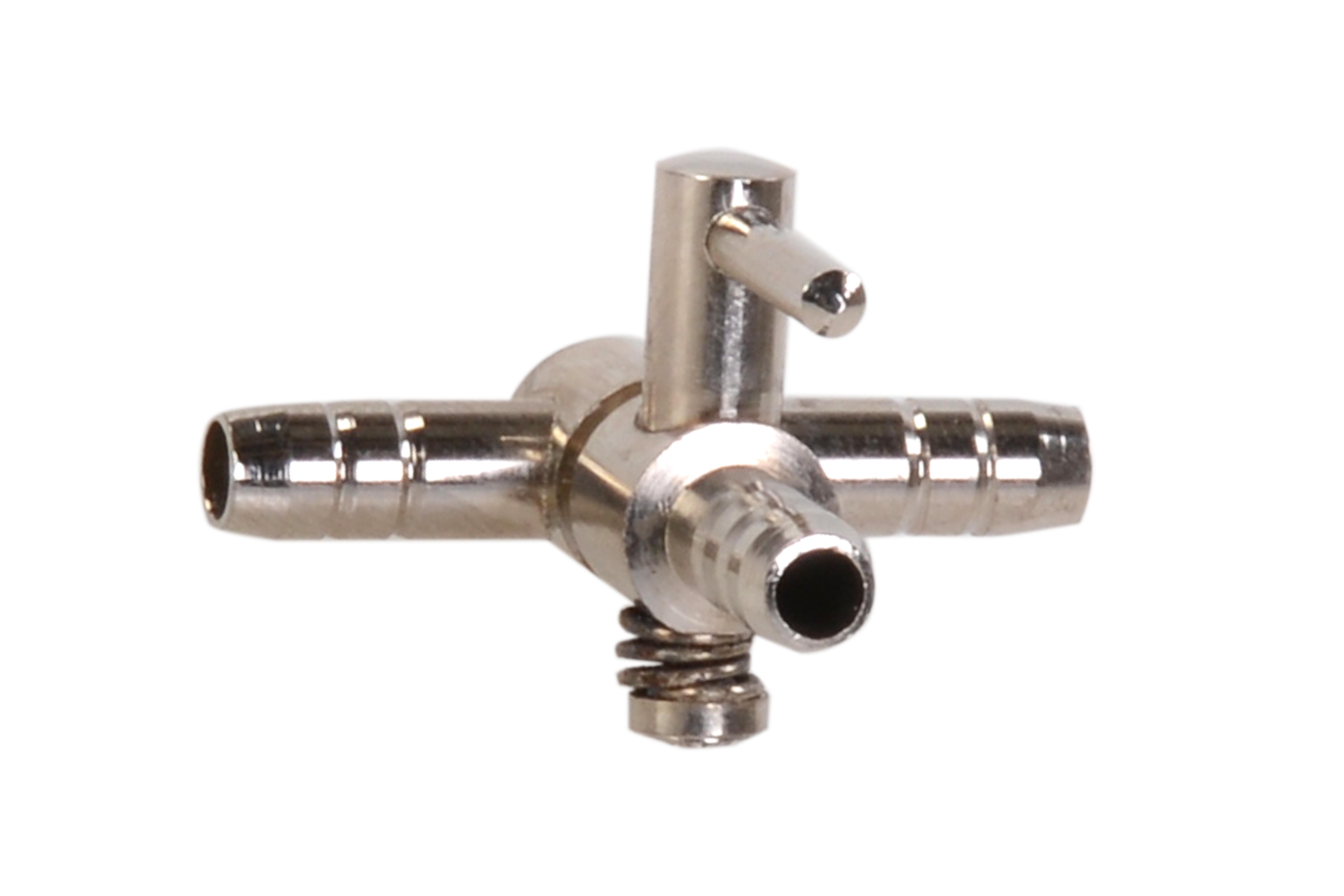 Luchtverdeler voor 4mm 2 uitgangen met kraan messing afbeelding