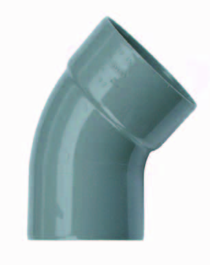 Wavin PVC Bocht 45° Mof x Spie 75mm Grijs - Efficiënte Waterflow & Makkelijke Montage afbeelding