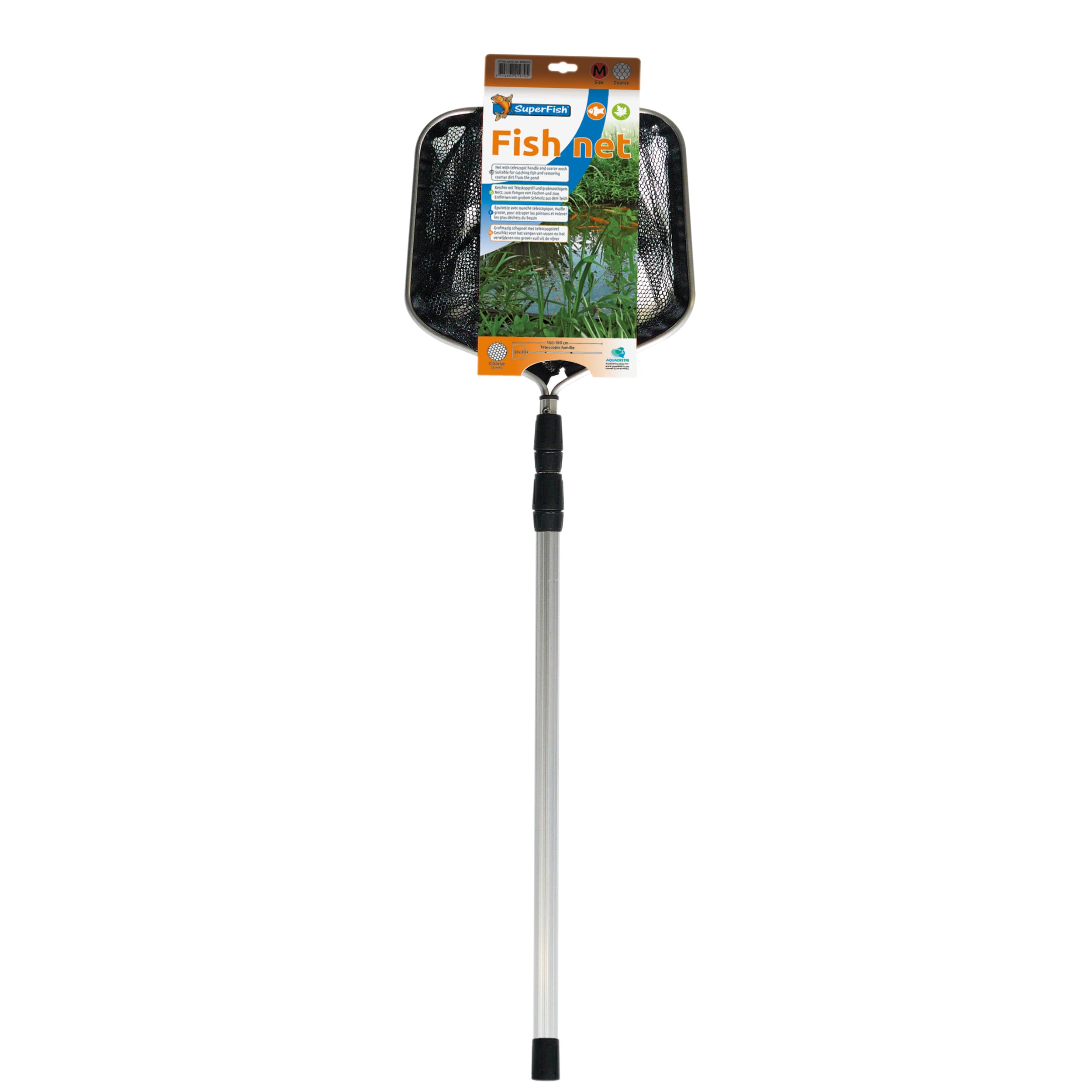 Superfish Vijvernet Medium 30x30cm - Grofmazig met Uitschuifbare Steel 100-180cm - Multifunctioneel Net afbeelding