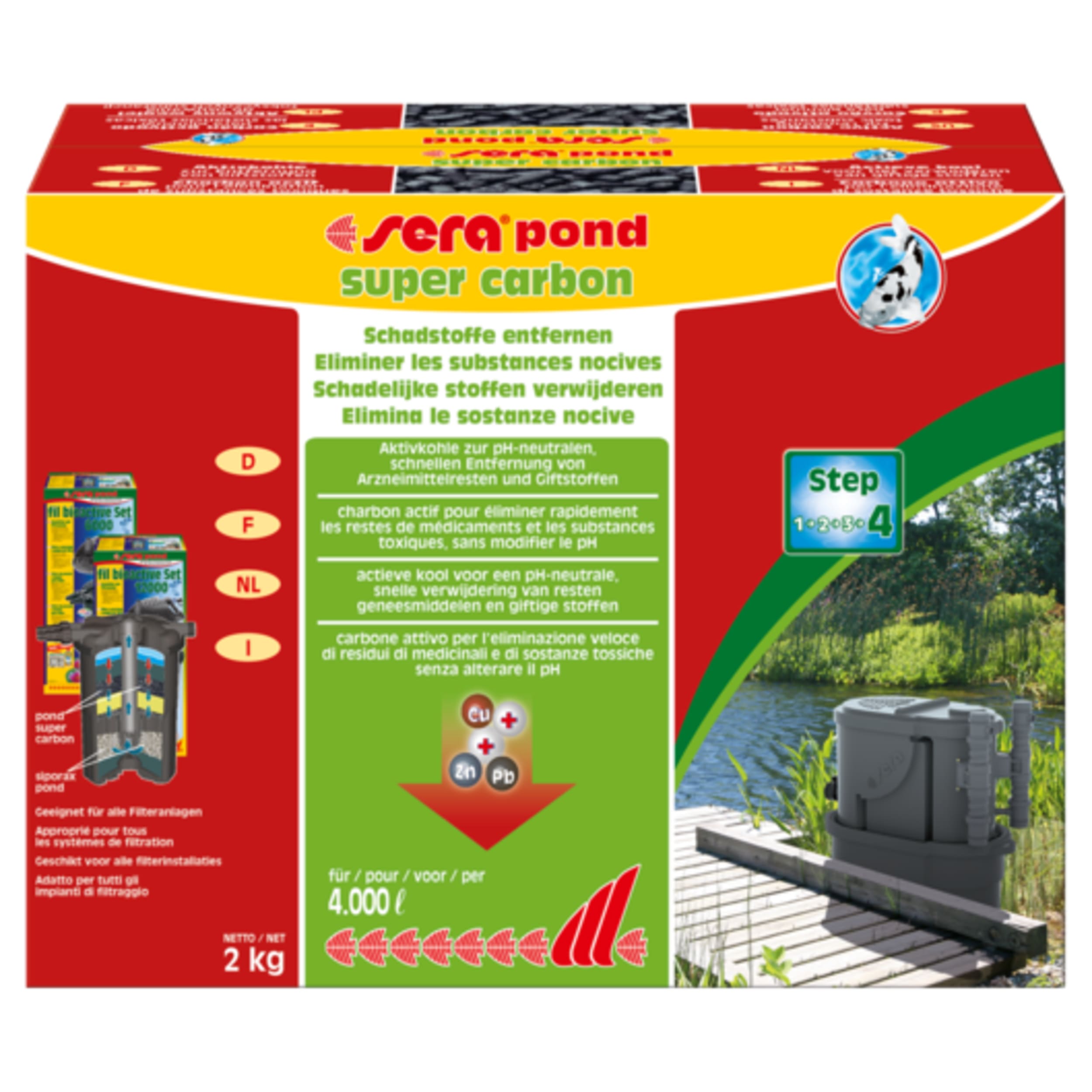 Sera Pond Super Carbon - Actieve Kool Vijverreiniger 2kg, pH-Neutraal - Zuivert tot 4000L afbeelding