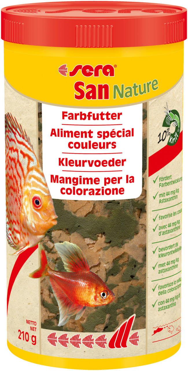 Sera San Nature 1000 ml Vlokkenvoer - Kleurbevorderend met Krill & Haematococcus Algen afbeelding